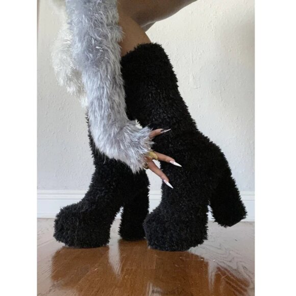 Lemon Drop by Privilaged Peach Brinkley Shearling Block Heel Tall Boots 7 - Picture 9 of 10